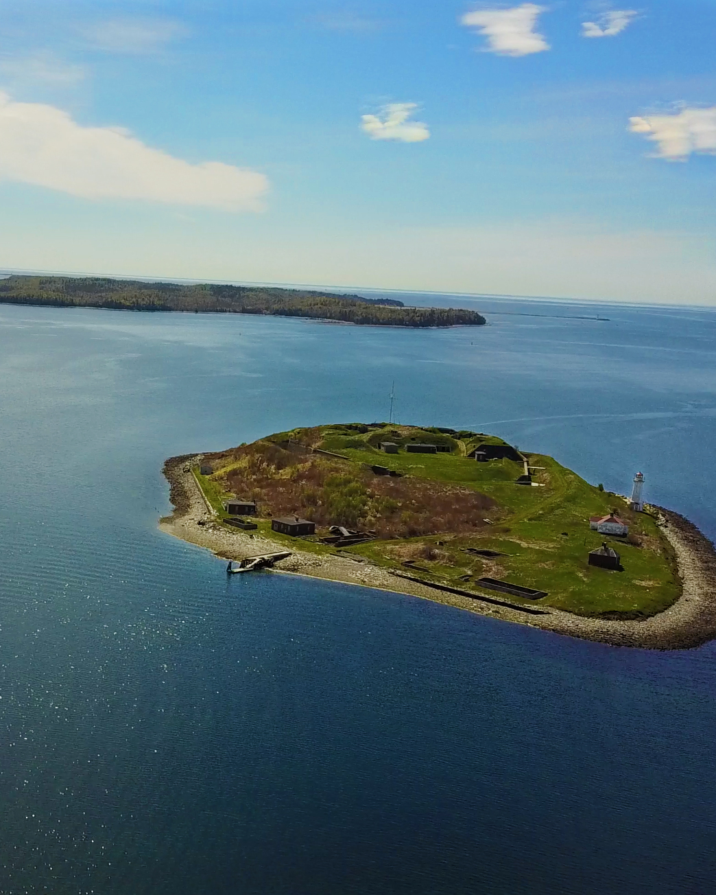 Drone shot over George's Island in Halifax
